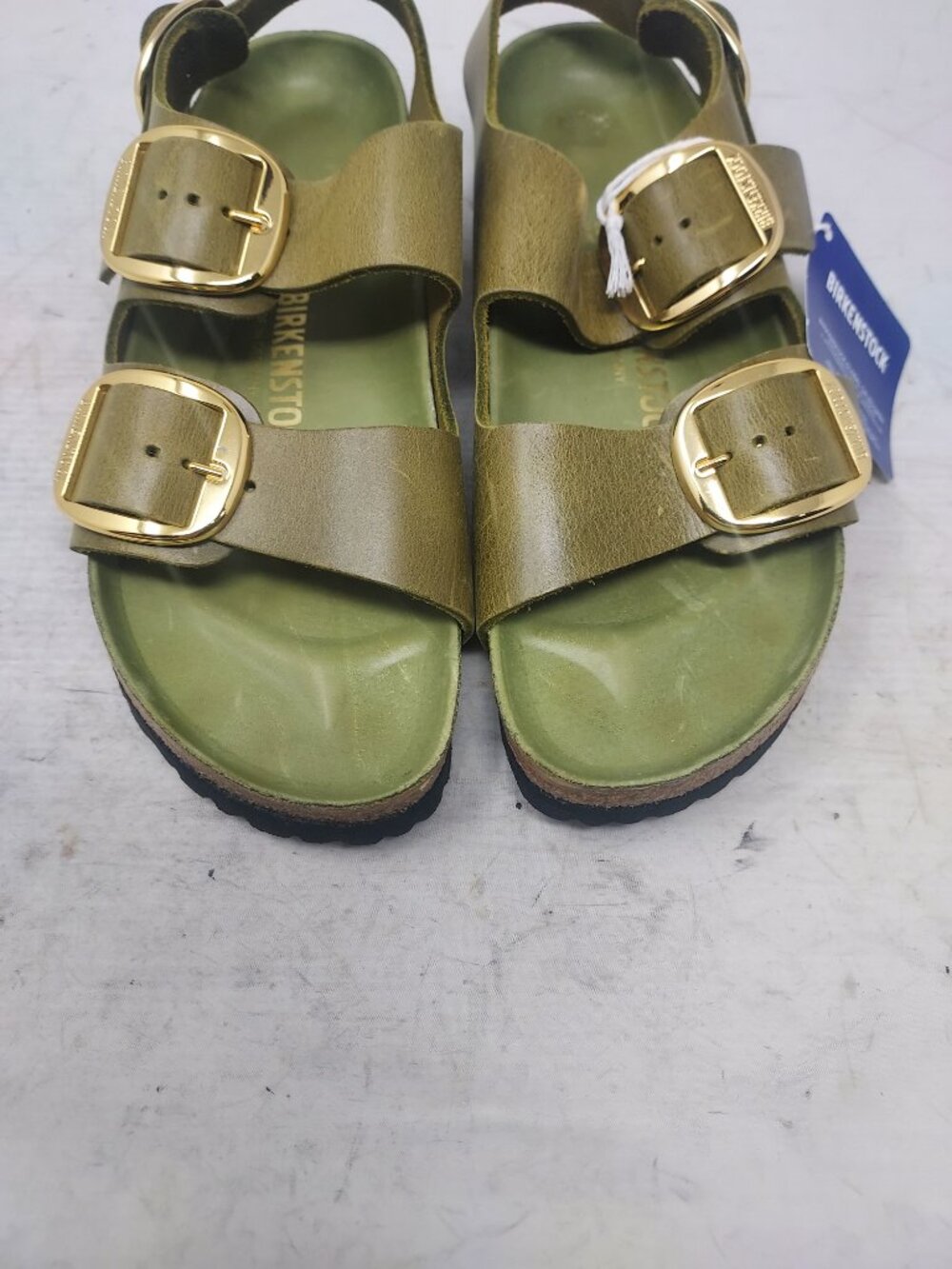 Birkenstock WOMENS Olive Green Milano Big Buckle Patent Sandal - Picture 6 of 9